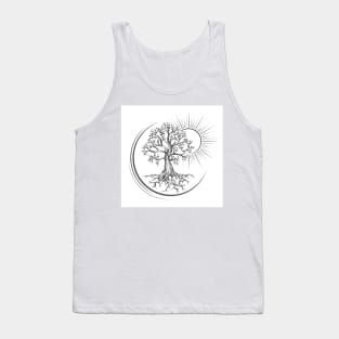 Tree of Life Esoteric Tattoo Drawn in Engraving Style Tank Top
